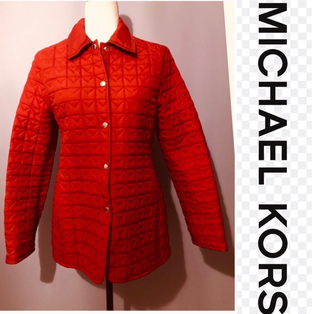 Michael kors red quilted jacket